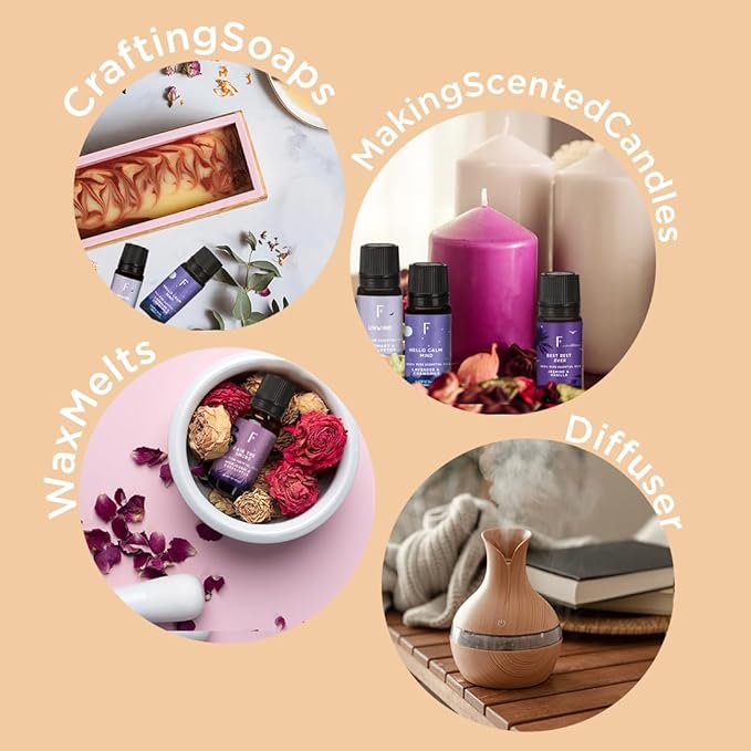 Folkulture Essential Oils for Home | Set of 5 (0.34 fl oz x 5) Vanilla Essential Oil or Lavender Diffuser Oils for Relaxation | Chamomile Essential Oil or Eucalyptus Oil Scents - Bloomnest