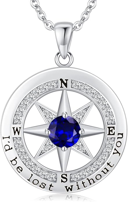 S925 Necklace Gift for Wife |Compass Jewelry |Women Anniversary |Sterling Silver |Girlfriend Birthday Gifts for Her Valentines |I'd be Lost without You |Jewel 18K Gold - Bloomnest