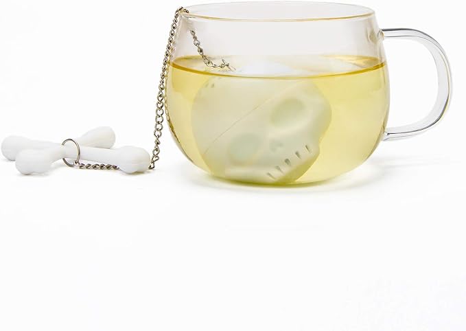Leaf Tea Infuser, Silicone Tea Strainer, Coolrunner 2 Pcs Tea Bones Skull Tea Filter Diffuser for Loose Leaf Leaves, Mugs and Teapots
