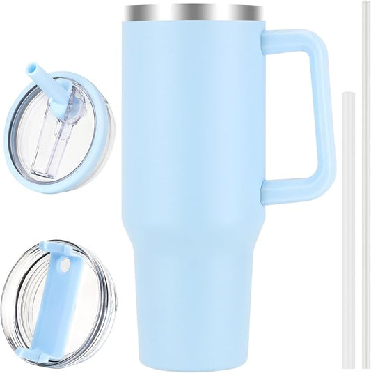 40 oz Tumbler with Handle and Flip Straw Lid, Vacuum Insulated Leak Proof Double Walled Stainless Steel Travel Mug Tumblers, Maintains Cold Ice and Heat for Hours(Blue) - Bloomnest