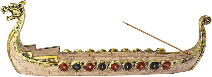 Comeon Retro Incense Burners Traditional Chinese Design Dragon Boat Incense Stick Holder Burner Hand Carved Carving Censer Ornaments (Gold) - Bloomnest