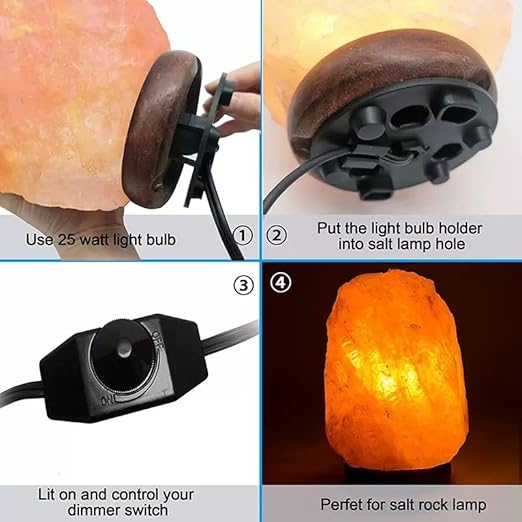Himalayan Salt Lamp Cord, with Dimmer Switch,Christmas Bulb,Salt Lamp Cord with Dimmer Control and Base Assembly,6 Feet,E12 Base for Himalayan Salt Lampsand with 2 Free 15W Bulbs for Salt Lamp