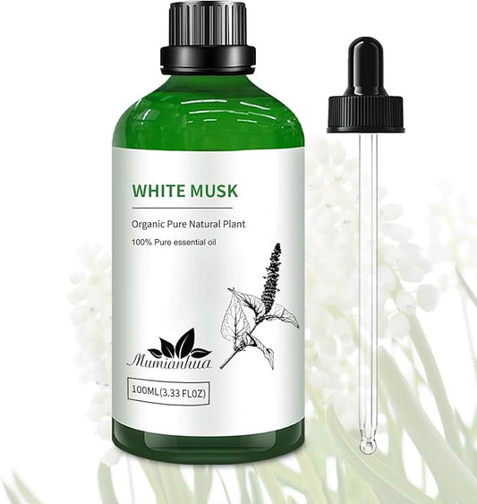 Mumianhua White Musk Oil 100% Pure- Therapeutic Grade Aromatherapy White Musk Essential Oil for Diffuser, Skin & Body Care, Women & Men, Natural Perfume & Candle Making 3.38 Fl Oz - Bloomnest
