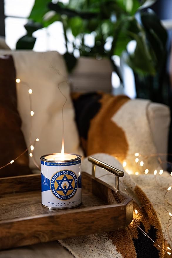 Long-Burning, One-Pint Premium Candles for Men | Vintage Inspired Oil Can Design | Soy Wax, Vegan Friendly, Made in The USA | Fury Bros. | Classically Cool (Lights for Israel) - Bloomnest