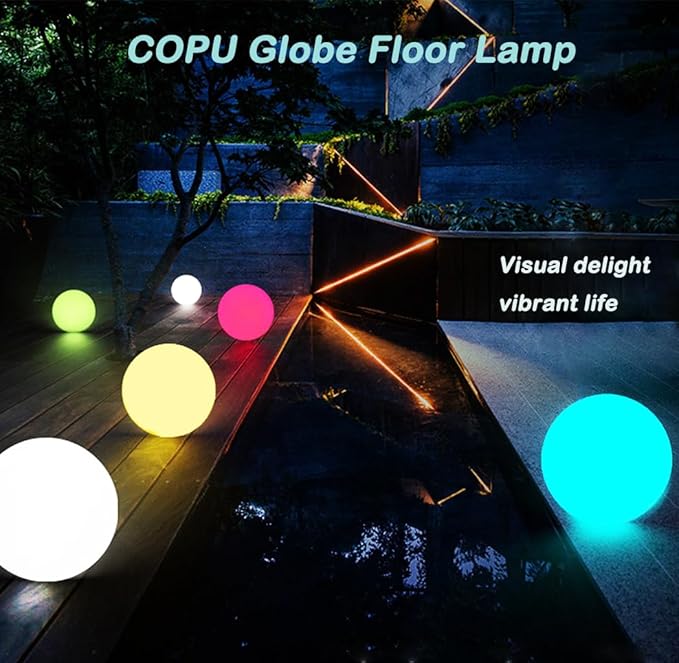 12-Inch LED Ball Light, Changing Glowing Orb Light with Remote, Soft Dimmable Globe Floor Lamp, Rechargeable Globe Mood Lamp, Waterproof Decorative Cordless Night Lights for Home Bedroom Nursery Patio - Bloomnest