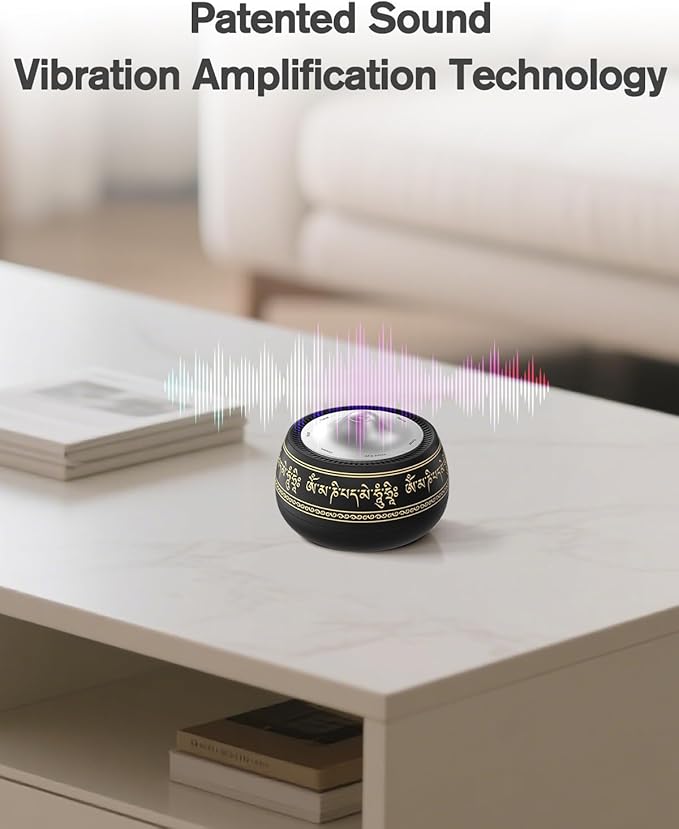 Portable Electronic Tibetan Singing Bowl, 8 Chakra Modes with 8 Chakra Cycle Play Mode, Auto/Manual Mode, Vibration & Built-in Timer, USB-C Rechargeable Meditation Device for Yoga, Reiki, Relaxation