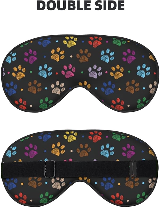 Sleep Eye Mask Colorful Paw Print Sleep Mask for Women Men Comfortable Eye Mask with Adjustable Strap Soft Eye Cover Blindfold for Travel Yoga Nap Shift Work - Bloomnest