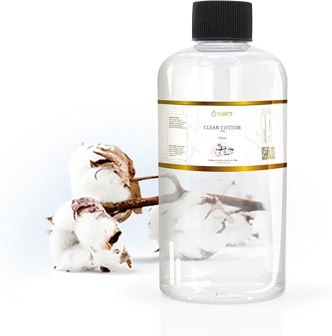 YANCY Clean Cotton Luxury Collection Fragrance Oil (8 oz), Crisp Linen Scent, Ideal for Diffusers, Oil Burners & Aroma Lamps, Fresh Fragrance for a Just-Laundered Feel YancySpa