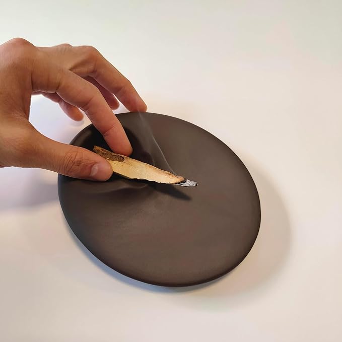 Set of 2 Ceramic Incense Burner Palo Santo Holder for Burning Sage Sticks Burning Bowl for Women Meditation Spiritual Decor(Brownness)