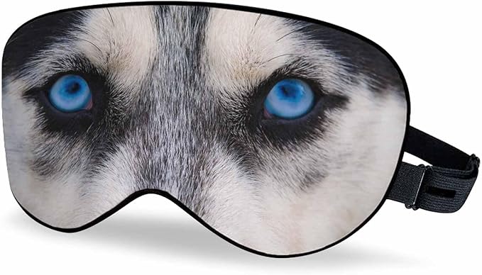 Husky Sleep Eye Mask Blue Wolf Eyes Staring Angry Look Men Women Sleep Mask with Adjustable Strap Eye Cover Eye Shade for Travel, Nap,Meditation - Bloomnest