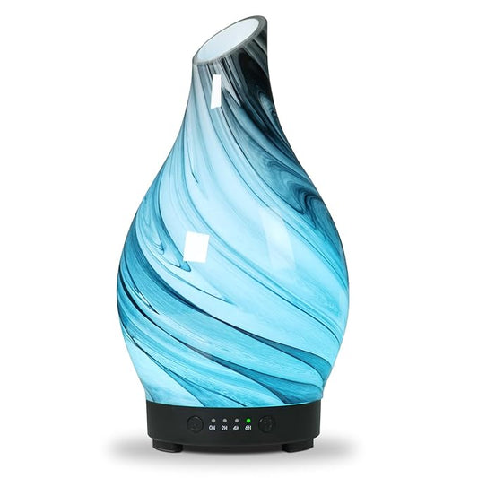 Essential Oil Diffuser Aroma Diffuser- 200 ml Art Glass Ultrasonic Cool Mist Oil Diffuser for Aromatherapy Auto Shut-Off Protection & 7 Colors Changed LED Light for Home Office Decor & Gift (200ml) - Bloomnest