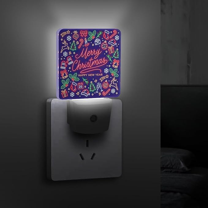 Merry Chrismas Night Light, Plug into Wall Decor Nightlights for Bedroom, Bathroom, Hallway, Kitchen, with Dusk to Dawn Light Auto Sensors LED Night Lights for Boys Girls Women Men Room Gifts - Bloomnest