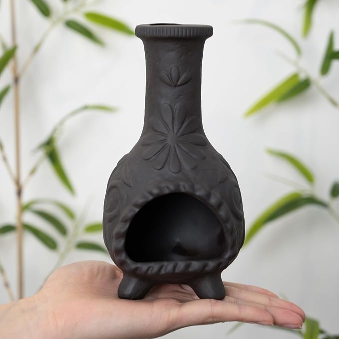 Elegant Handmade Black Palo Santo Holder–Incense Cone & Stick Burner with Smudge Chimney for Sage, Aromatherapy, Yoga, Meditation and Home Decor | Unique Gift for Friends & Family MOUGIGI