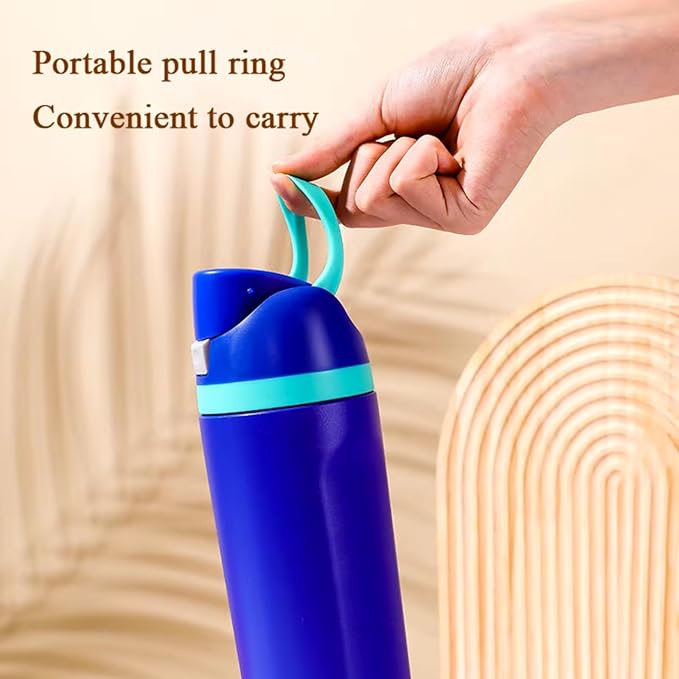 DUTHINGS Insulated Stainless Steel Water Bottle with Straw, 24 oz – Leakproof, BPA-Free Reusable Sports & Travel Bottle with Replacement Straw and Cleaning Brush (Blue) Bloomnest