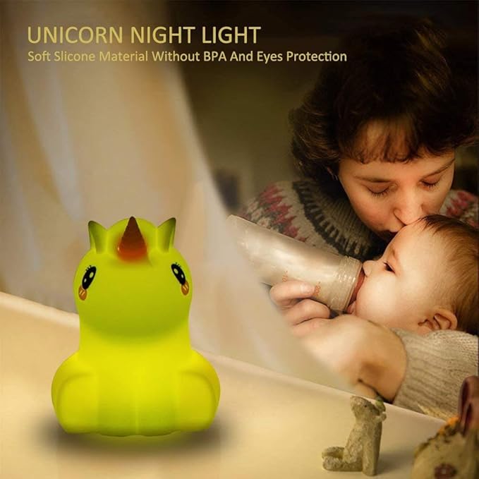 Large Unicorn Night Lights for Kids, 9 Colors silicone Bedside Table Lamps Baby Bedroom Lighting Nursery Children Tap lamp for Toddlers Boys Girls Adults Student Elder Bathroom Outdoor - Large - Bloomnest