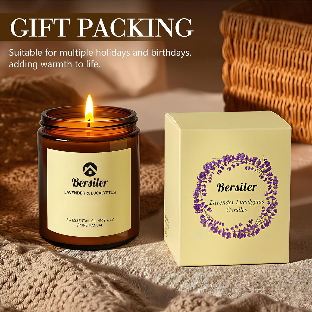 Scented Candles, Lavender Eucalyptus Candles, Non Toxic Soy Candle