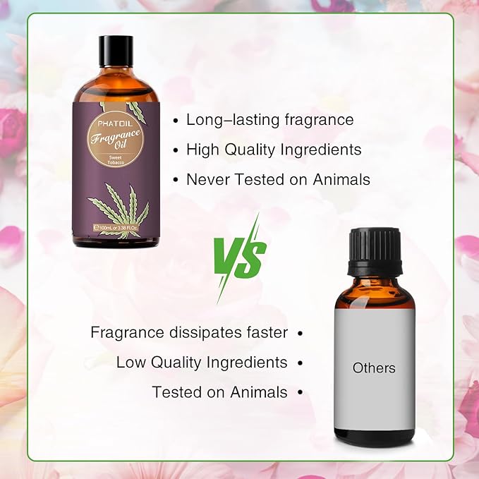 PHATOIL 3.38FL.OZ Sweet Tobacco Fragrance Oils for Aromatherapy, Essential Oils for Diffusers for Home, Perfect for Diffuser, DIY Candle and Soap Making, DIY Scented Products - 100ml - Bloomnest