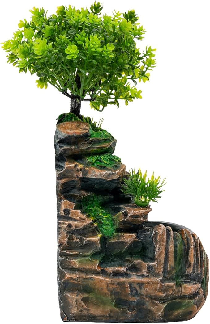 Rockery Stream Tabletop Fountain with Atomizer,Water Pump,LED Light Zen Meditation Indoor Waterfall Feature Indoor Relaxation Desktop Fountain for Home Office Bedroom Decoration (A) - Bloomnest