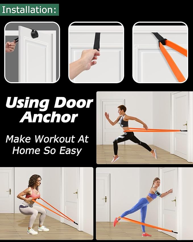 Zacro Resistance Bands, 6 Resistance Levels Pull Up Assistance Bands, Exercise Bands for Men&Women, Heavy Duty Resistance Band Set with Door Anchor, for Working Out, Muscle Training, Physical Therapy - Bloomnest