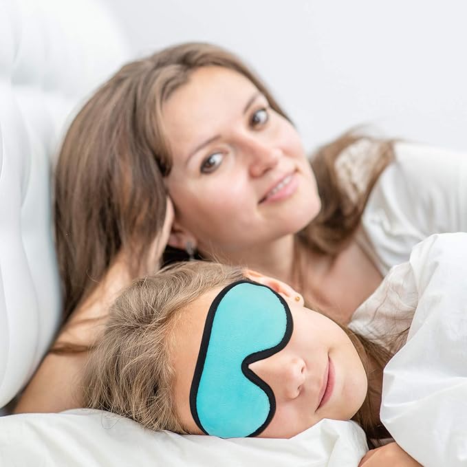 2 Pieces 3D Sleep Mask for Kids Memory Foam Contoured Eye Mask, Travel Sleep Eye Cover with Adjustable Strap, 3D Blindfolds(Gray and Green) - Bloomnest