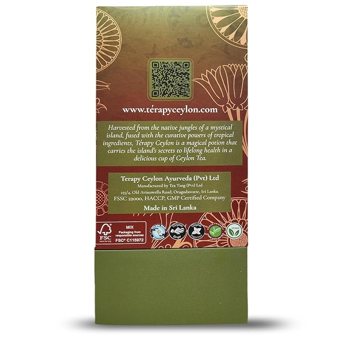 Térapy Ceylon Stomach Ease Herbal Tea Bags | Soothes Stomach & Supports Healthy Digestion | All Natural Ayurvedic Ingredients Including Peppermint, Ginger, Licorice | 18 Individually Wrapped Tea Bags - Bloomnest