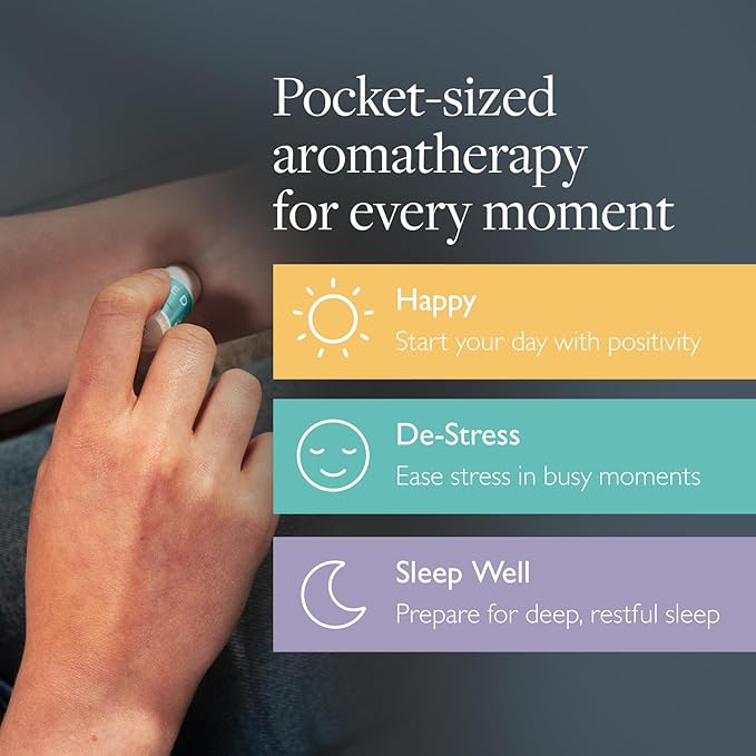 Scentered Pocket-Size Aromatherapy Balm Gift Set - 3X Essential Oil Balms for Sleep, Stress Relief & Mood Boost (Sleep Well, De-Stress, Happy) - Natural, Mess-Free, Travel-Friendly