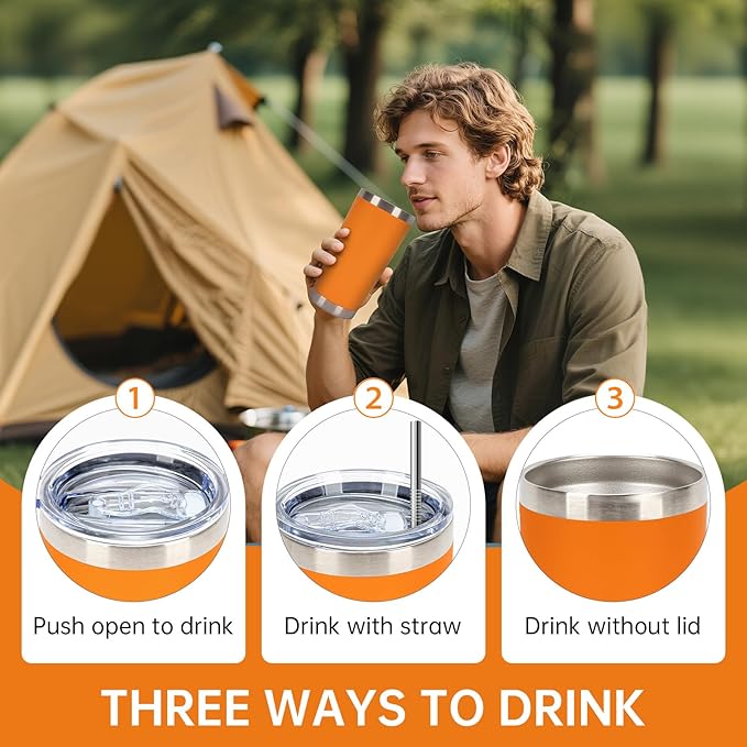 IEOVIEE 32 Pack, 20oz Stainless Steel Bulk Tumblers with Lids and Straws, Double Wall Insulated Travel Mug, Durable Powder Coated Tumbler Bulk Cup for Cold and Hot Drinks(Orange) - Bloomnest