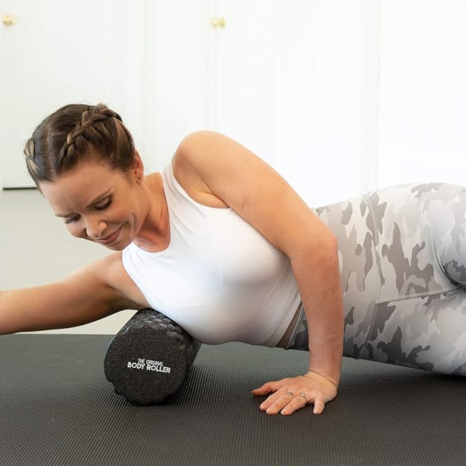 High Density Foam Roller Massager for Deep Tissue Massage of The Back and Leg Muscles - Self Myofascial Release of Painful Trigger Point Muscle Adhesions - 13" Black - Bloomnest