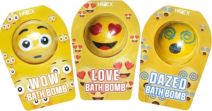 3 Large Emotion Face Bath Bombs (250g) – Fun Emoji-Inspired Spa Fizzies – Handmade with Shea Butter, Cocoa Butter & Essential Oils – Moisturizing Gift Set for Women, Men & Kids - Bloomnest