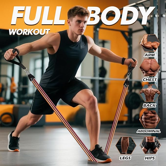 WHATAFIT Resistance Bands, Exercise Bands，Resistance Bands for Working Out, Work Out Bands with Handles for Men and Women Fitness, Strength Training Home Gym Equipment - Bloomnest