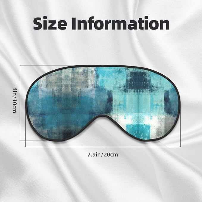 Turquoise and Grey Art Silk Sleep Mask, Adjustable, Breathable, Skin Friendly, 4" x 8", Tie Closure - Bloomnest