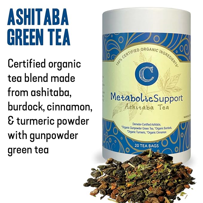Dr. Cowan’s Garden Organic Ashitaba Green Tea - 20 Teabags - Metabolic Support Herbal Tea Bags with Turmeric Powder, Calming Digestive Support for Health & Well-Being, Ashitaba Herbs Grown in the USA - Bloomnest