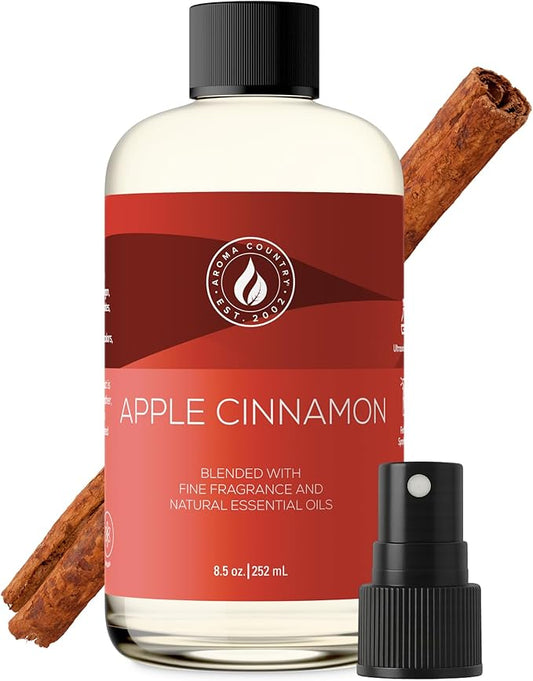Aroma Country Apple Cinnamon Diffuser Oil - Luxury Essential Oils for Diffuser Refill & Air Freshener Room Spray - Long-Lasting & Natural Home Fragrance, Apple Cinnamon Scented Oil (8.5 Fl. oz) AromaCountry