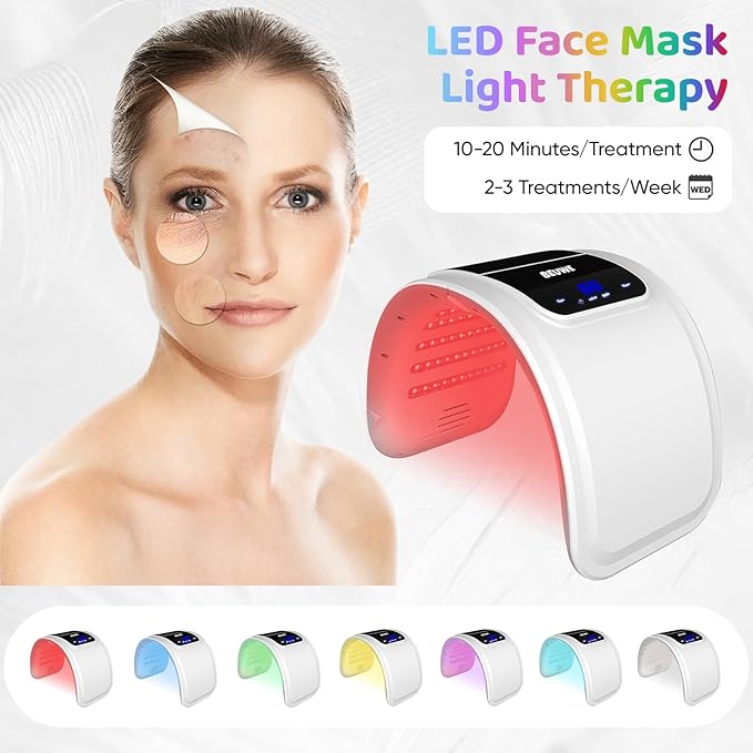 Red-Light-Therapy-for-Face，Led Face Mask Light Therapy Red & Blue Rejuvenation Tool SPA Equipment Led Neck Body Hand Mask for Skincare at Home Beuwe