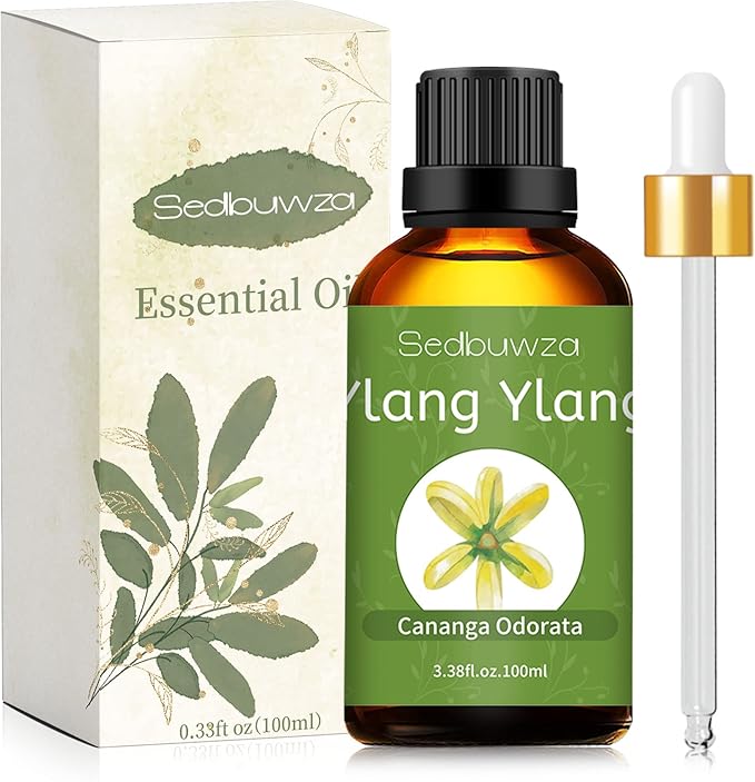 Sedbuwza Ylang Ylang Essential Oil, Ylang Ylang Oil 100% Pure Natural Ylang Ylang Fragrance Oil for Massage Diffuser Humidifier Candle Soap Aromatherapy Making - 3.38 OZ Sedbuwza