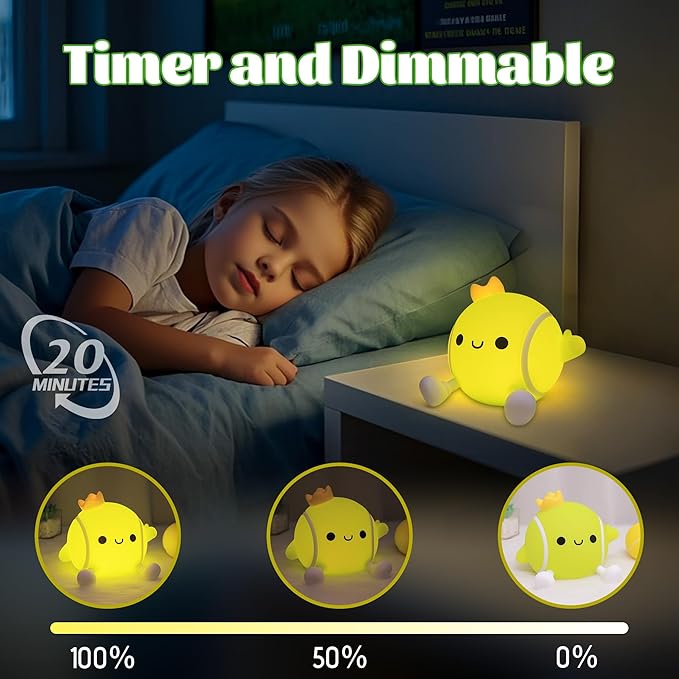 YuanDian Tennis Gifts, Soft Glow Silicone Tennis Ball Night Light - Versatile Sports Decor for Bedrooms & Man Caves - Birthday Christmas Gift for Adults, Teens, and Athletes - Bloomnest