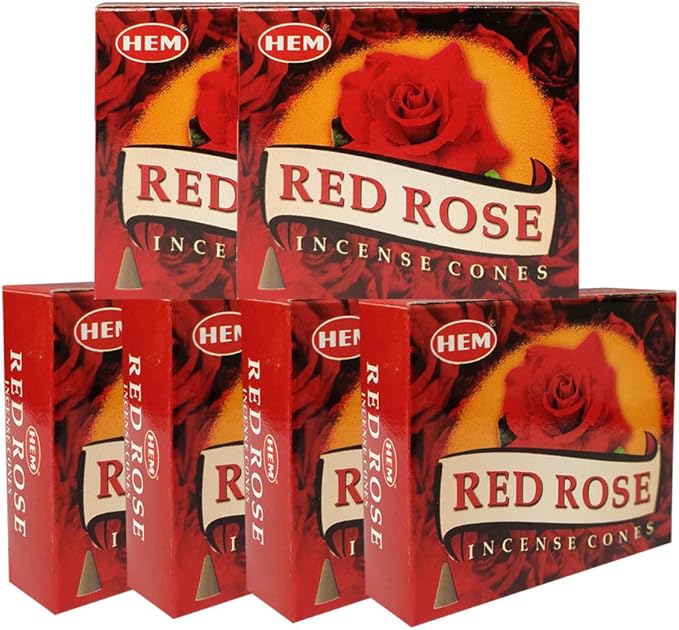 TRUMIRI Incense Cone Holder Bundle with Hem Red Rose Incense Cones - Pack of 6 (Approx 60 Cones) TRUMIRI