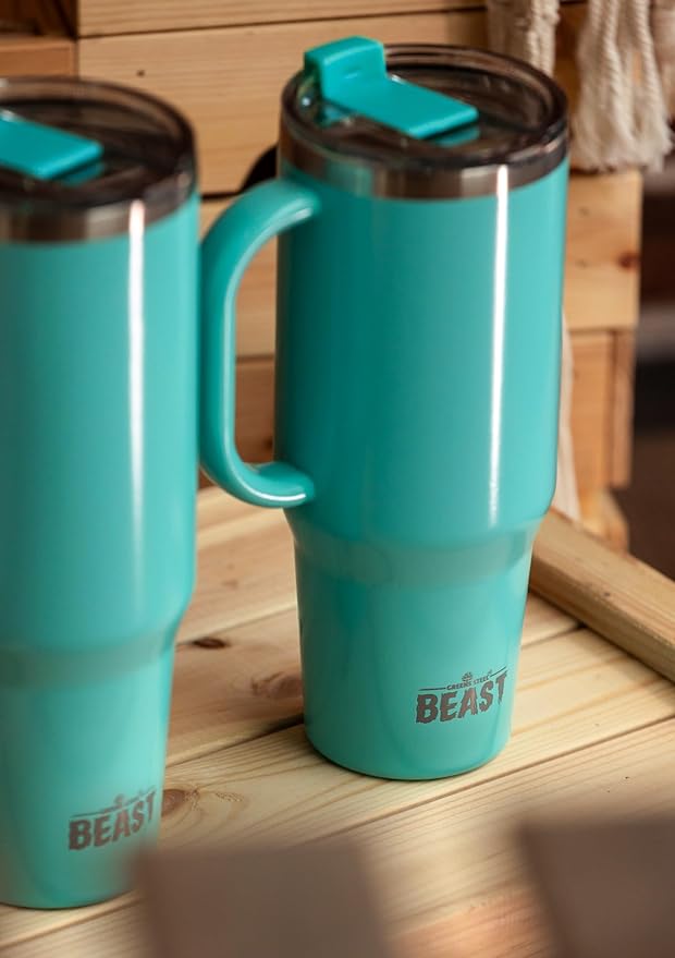 Beast 42 oz Tumbler Stainless Steel Vacuum Insulated Coffee Ice Cup Double Wall Travel Flask (Aqua Blue) - Bloomnest
