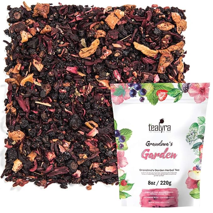 Tealyra - Grandma's Garden Berry - Fruit Tea Blend - Hibiscus and Berries Based Herbal Loose Leaf Tea - Vitamines Rich - Caffeine-Free - Hot and Iced Tea - 220g (8-ounce) - Bloomnest