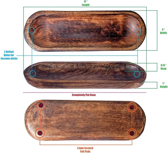 Wood Double Incense Sticks Holder Burner - Large Ash Catcher Handmade Home Decor - Bloomnest