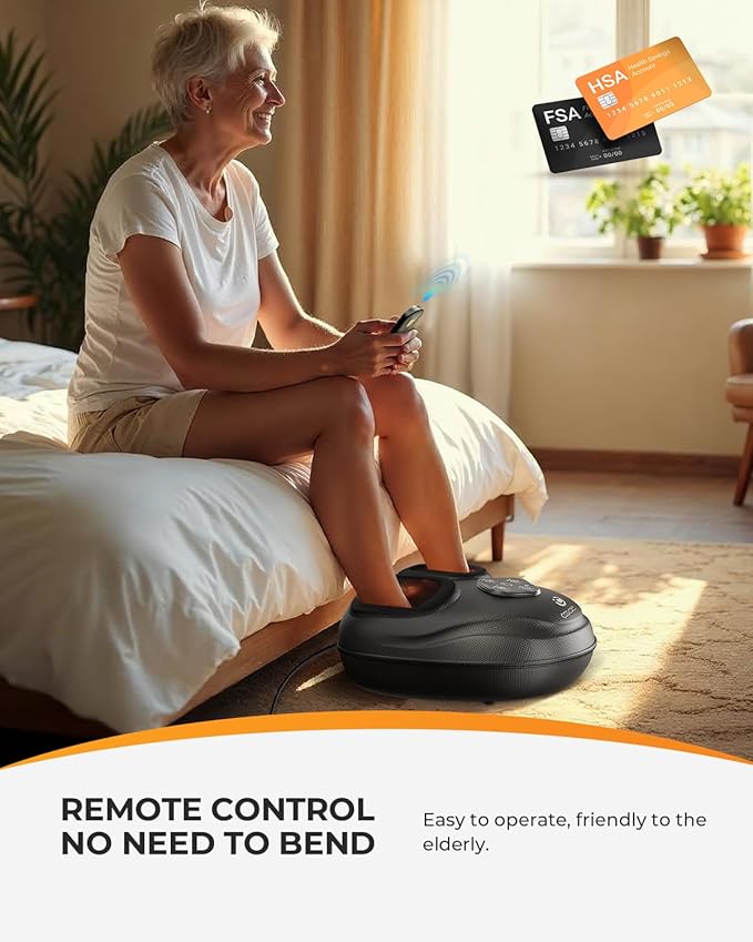 CooCoCo HSA Store Eligible Foot Massager with Heat, Plantar Fasciitis Feet Massager with Remote, Deep Kneading & Compression, FSA Foot Warmer for Home Office, Christmas Gifts for Women Men Mom Dad - Bloomnest