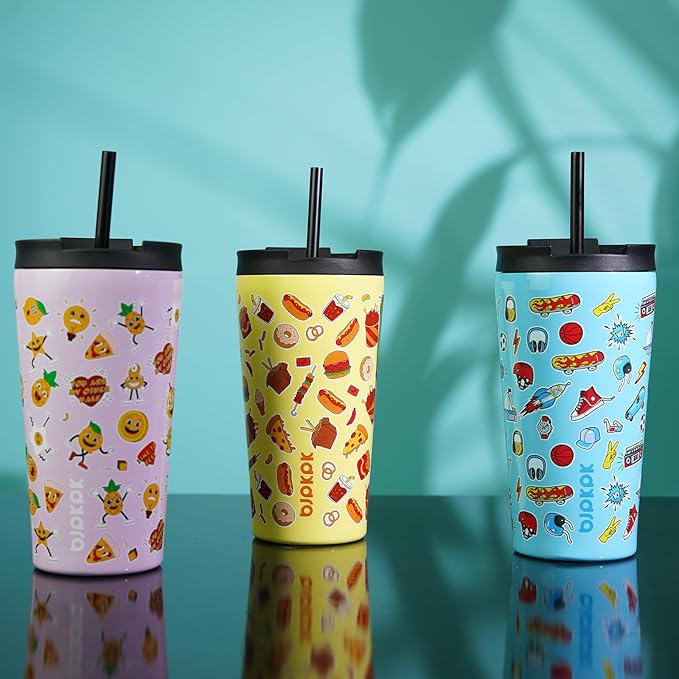 BJPKPK 18oz Insulated Tumbler With lid And Straw Stainless Steel Tumblers Travel Coffee Mug Reusable Thermal Cup,Playground - Bloomnest
