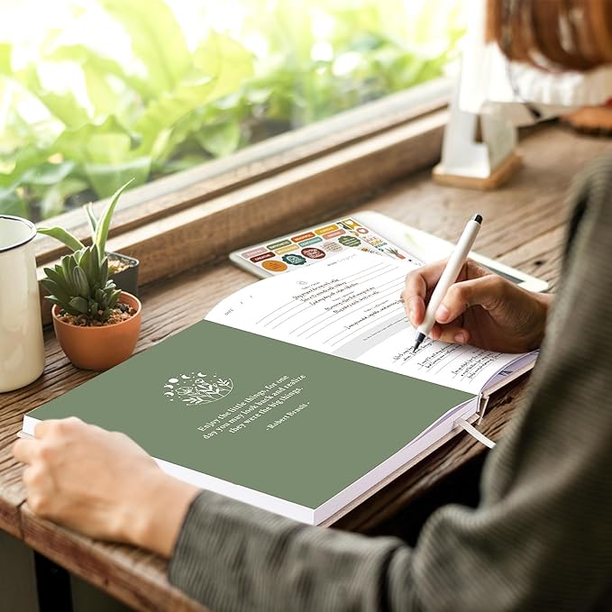 Lanpn Daily Gratitude Journal for Men Woman, 4 Month Mindfulness & Affirmation Planner, 7.8"x9.2" The 5 Minute Grateful Diary, Guided Reflection with Positivity Prompts Undated Notebook, Green - Bloomnest