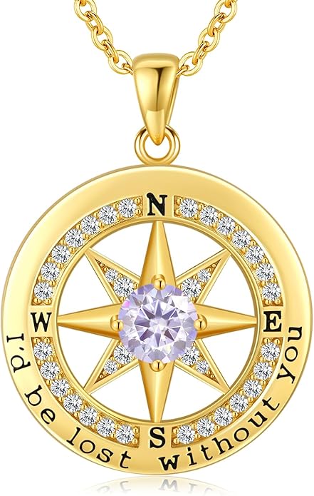 S925 Necklace Gift for Wife |Compass Jewelry |Women Anniversary |Sterling Silver |Girlfriend Birthday Gifts for Her Valentines |I'd be Lost without You |Jewel 18K Gold - Bloomnest