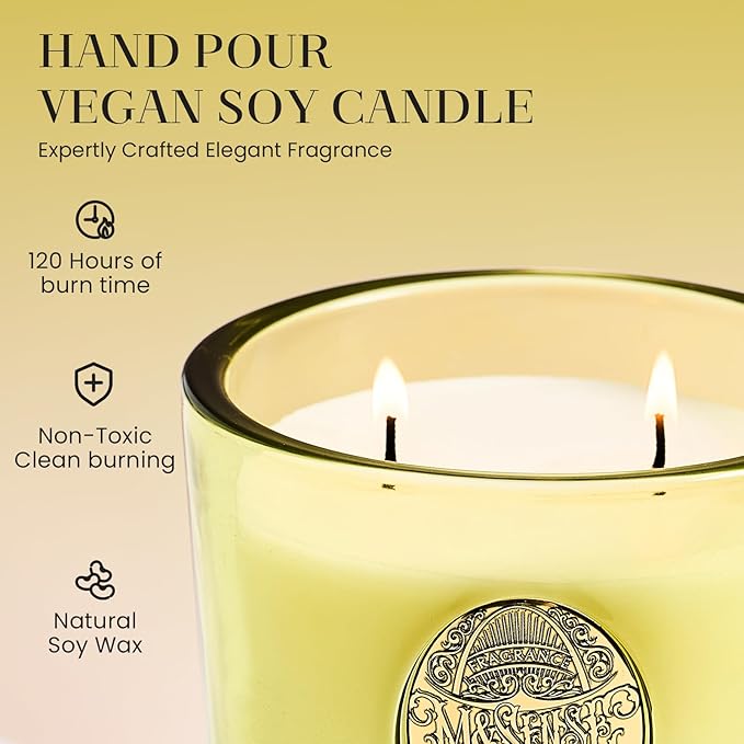 M&SENSE Large Two-Wick Soy Candle | White Tea Sage & Matcha Green | 19.8 oz, 120H Burn Time | Luxury Scented Candle for Relaxation, Gifting, Home Décor | Ideal for Bedroom, Office, Party Ambiance - Bloomnest