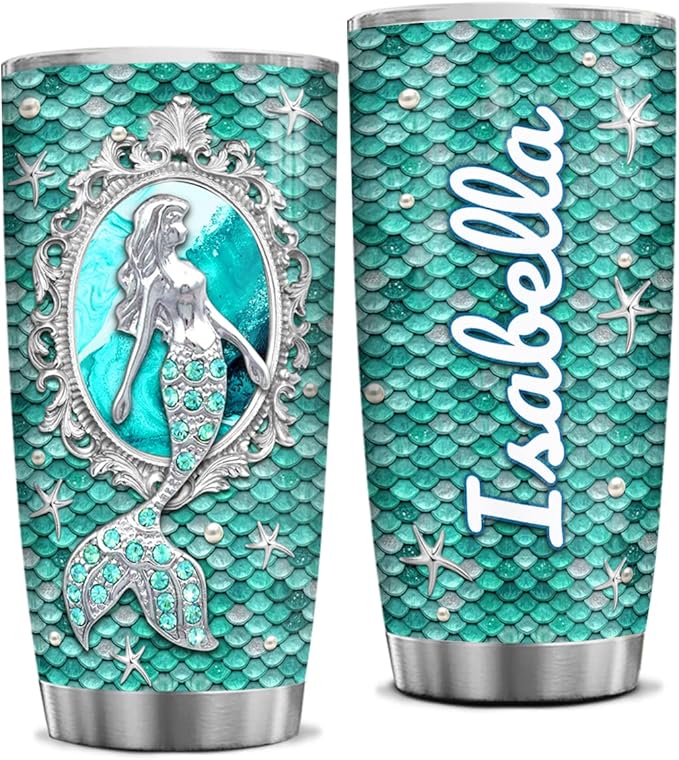 winorax Mermaid Gifts For Women Girls Personalized Mermaids Tumblers Jewelry Drawing Stainless Steel Insulated Coffee Mug Cup With Lid 20oz 30oz Birthday Christmas Mothers Day Custom Tumbler Gift - Bloomnest