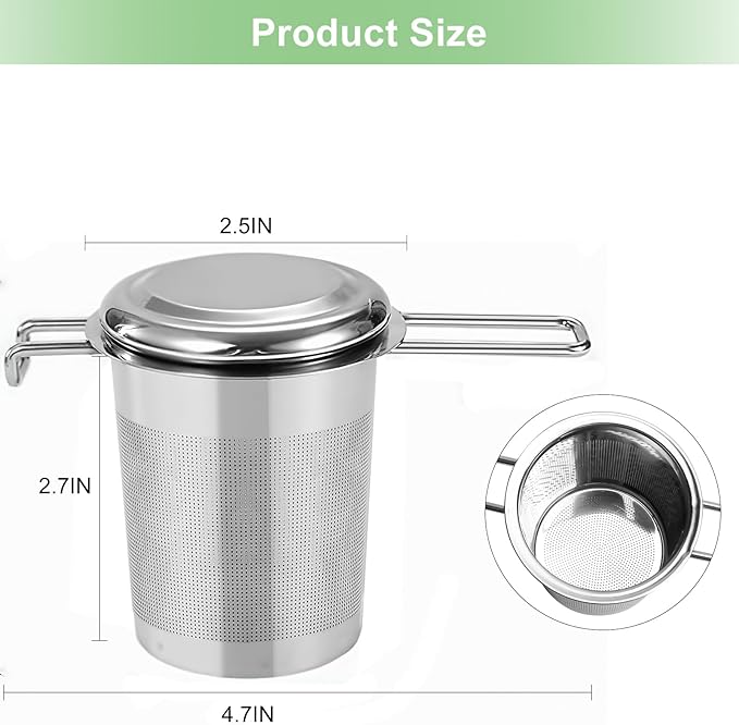 Numola Large Tea Infuser - Stainless Steel Loose Leaf Tea Steeper with Heat Resistant Double Handles, Tea Strainer & Tea Ball for Mugs, Cups & Teapots - Perfect for Home, Office, Coffee - Bloomnest