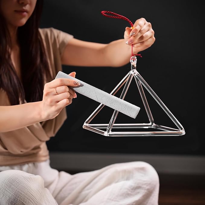 6 Inch Sound Healing Crystal Singing Bowl Quartz Crystal Singing Pyramid Musical Instrument with Suede Stick - Bloomnest