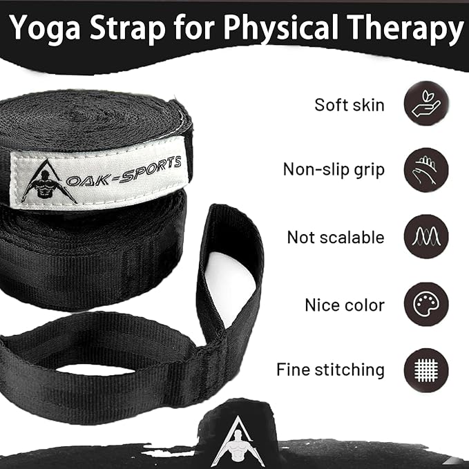 Stretching Strap Yoga Strap with Loops, Stretch Straps for Physical Therapy, Non-Elastic Exercise Strap for Pilates, Dance and Gymnastics with Workout Guide - Bloomnest