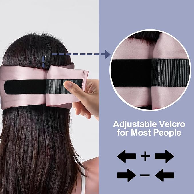 Mulberry Silk Sleep Mask for Side and Back Sleepers, Blackout Eye Mask for Sleeping for Women Men with Adjustable Band, Comfortable Soft Pressureless Eye Cover for Sleeping in Large Size - Bloomnest